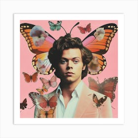 Harry Styles Butterfly Collage 4 Square Art Print