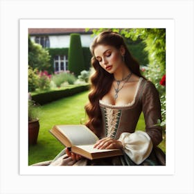 Renaissance Woman Reading Book Art Print