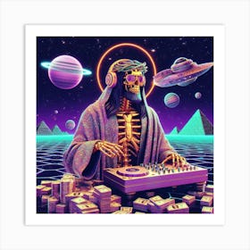 Dj Skeleton Art Print