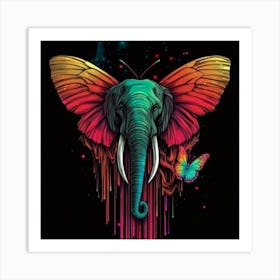 Elephant Butterfly Art Print