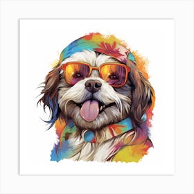 Hippie Dog Art Print