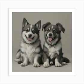 Two Husky Dogs Art Print