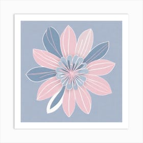 A White And Pink Flower In Minimalist Style Square Composition 584 Art Print