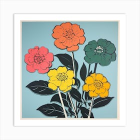 Zinnia 2 Pop Art Illustration Square Art Print