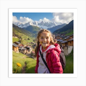 Happy Girl In The Mountains Art Print