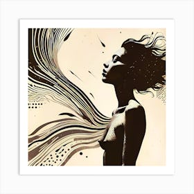 Silhouette Of A Nude Woman 2 Art Print