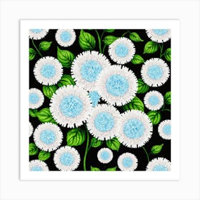 Blue And White Chrysanthemums Art Print