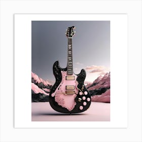 Rhapsody in Pink and Black Guitar Wall Art Collection 8 Art Print