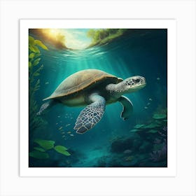 Turtle's Underwater Odyssey Art Print