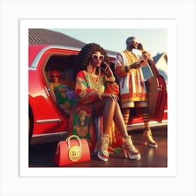 Nigerian Couple In Car Art Print