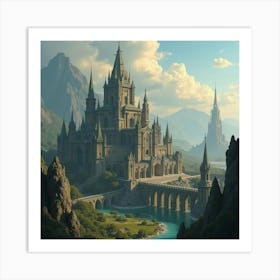 A Grand Elven City With Shimmering Spires And Intricate Architecture 1 Art Print