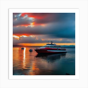 Sunset On A Ferry 15 Art Print