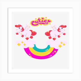 Cutie Pegasus Rainbow Magic - Adorable Kawaii Art Art Print