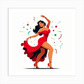 Line Art Salsa Dancer 1 Art Print