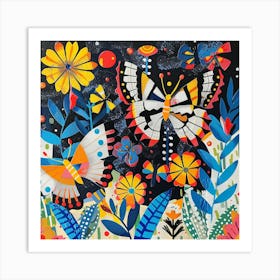 Butterflies in Garden 1 Art Print