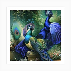 Peacock In The Garden Art Print