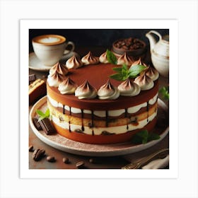 Chocolate Cake With Coffee Art Print