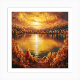 Sunset By The Lake Art Print