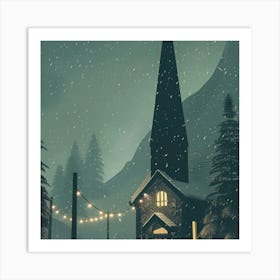 Snowy Village Art Print