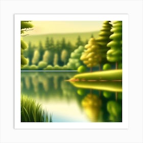 Landscape With Trees And Water 3 Art Print