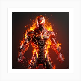 Spider Man In Flames Art Print
