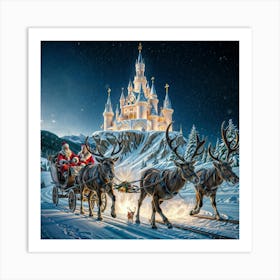 Santa S Magical Castle Delivery Art Print