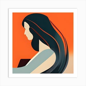 Girlwavyhairorange Art Print