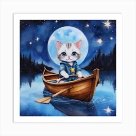 Cat In A Boat 17 Art Print