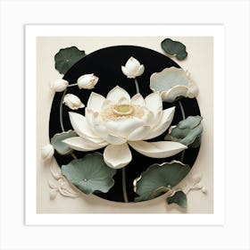 Aesthetic style, Large white lotus flower Art Print