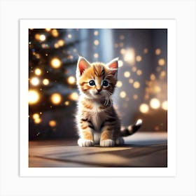 Christmas Kitten 3 Art Print
