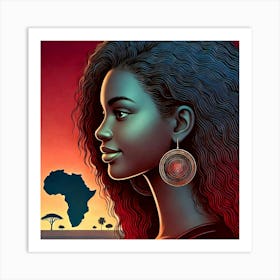 African Woman With Earrings 2 Art Print