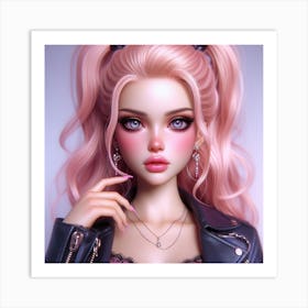 Pink Haired Doll 5 Art Print