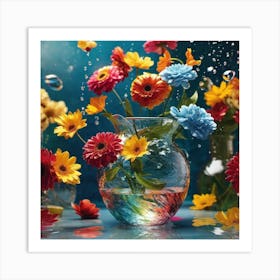 Colorful Flowers In A Vase 18 Art Print