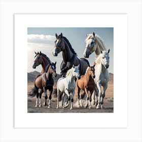 Horses In The Desert Art Print