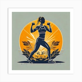 Firefly Fitness, Illustration, Logo, Background, Woman, Workout, Exercise, Gym, Health, Training, We (9) Art Print