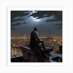 Richardvachtenberg Cut To Batman Who Is Perched On A Rooftop Wi 8f974137 B221 4cd2 B6fc D6e598e73ff0 Art Print