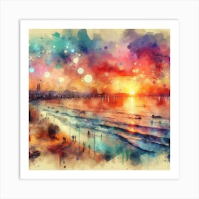 Sunset At The Beach 3 Art Print