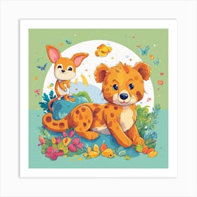 Cheetah And Lion 1 Art Print