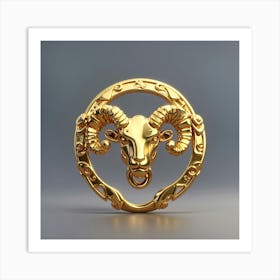 Default Simple Symbol Of Zodiac Sign Aries Made Of Pure Gold S 3 Art Print