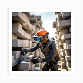 Vr Headset Construction Worker Art Print