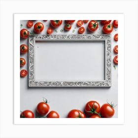 Frame With Tomatoes On White Background Art Print