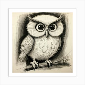 Owl Drawing 3 Art Print