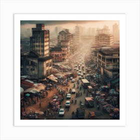 The Hustle and Bustle of Idumota with Balogun Market in View, Lagos Art Print