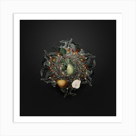 Vintage Winter Citron Fruit Wreath on Wrought Iron Black Art Print