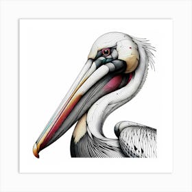 Pelican Head Drawing - Wild Bird Artwork 150 Art Print