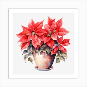 Poinsettia In A Pot 4 Art Print