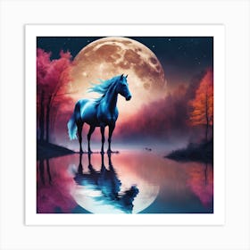 Horse In The Moonlight Art Print