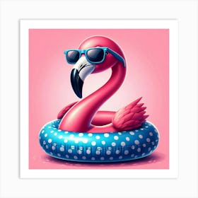 Flamingo In The Pool 1 Art Print