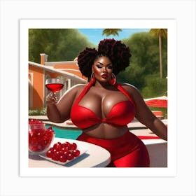 Ebony Woman In Red Art Print