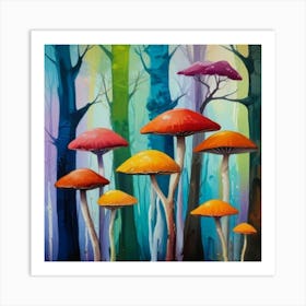 1000016743portrait of abstract colorful painting mushrooms art Art Print